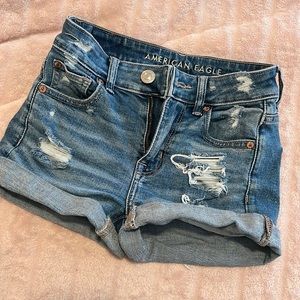 American Eagle hi rise shortie jean shorts 000